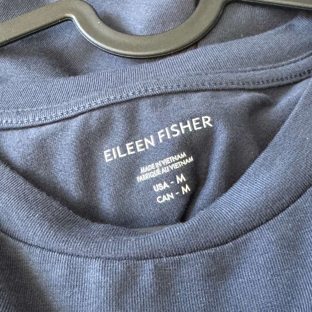 Eileen Fisher Navy Organic Cotton Stretch Jersey High Crewneck Box Top - Picture 6 of 8